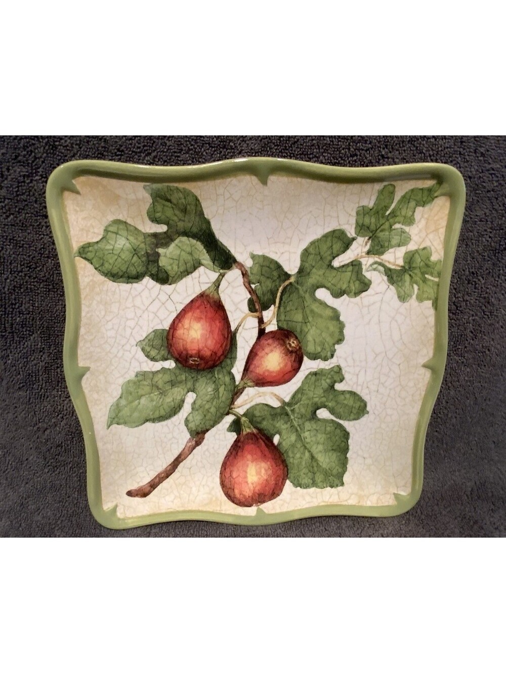 Certified International Fig Serving Plater 8.25” x 8.25” with Crackle Glaze